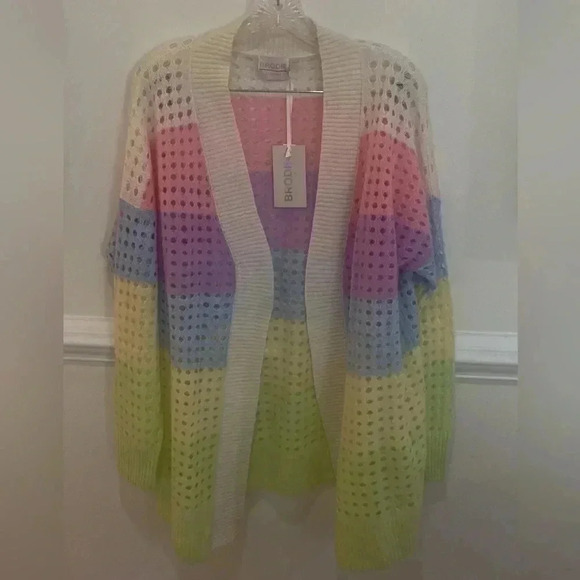 NWT Brodie Cashmere Rainbow Oversized Cashmere Cardigan Sz M - Picture 3 of 12